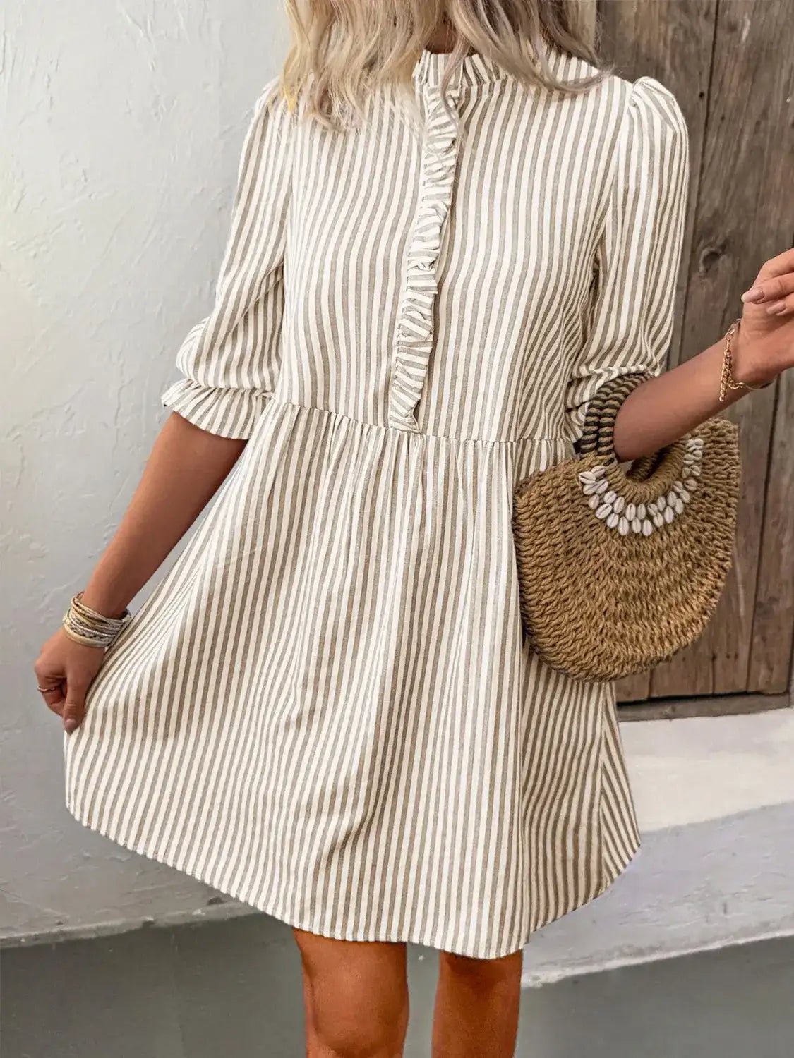 Women's Striped Half Sleeve Casual Dress - Bela Fils BoutiqueBela Fils Boutique